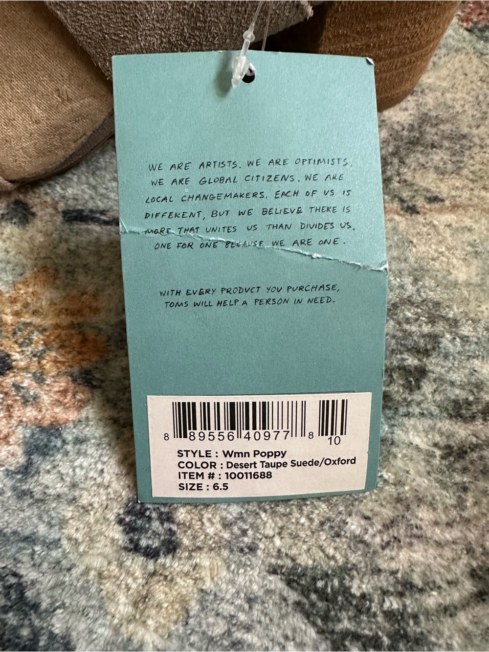 TOMS Poppy Leather Block Heel Sandal Taupe Size 6.5 - Picture 9 of 10